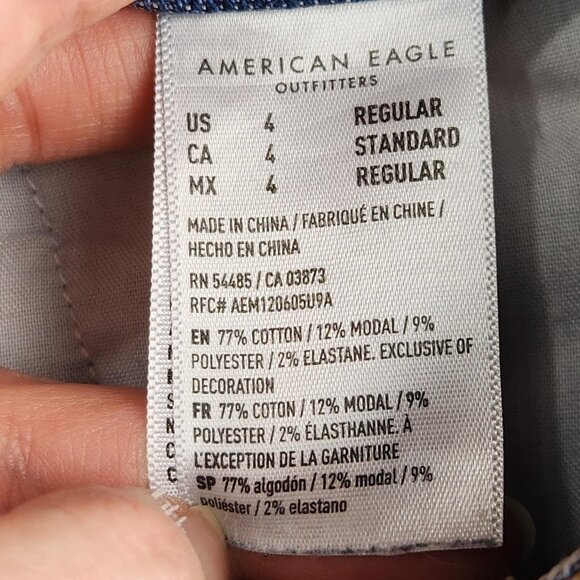 American Eagle Jeans Womens 4 Light Wash Curvy Mom Jean Distressed Stretch - Picture 12 of 13